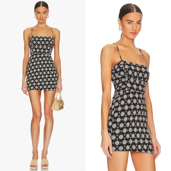 Free People Center Of Attention Mini Dress in Black Combo Size XS - Picture 1 of 7